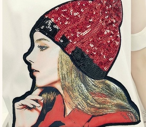 เดรสแฟชั่น ลายตามแบบ แขนซีทรู ลายตามแบบ สีขาว