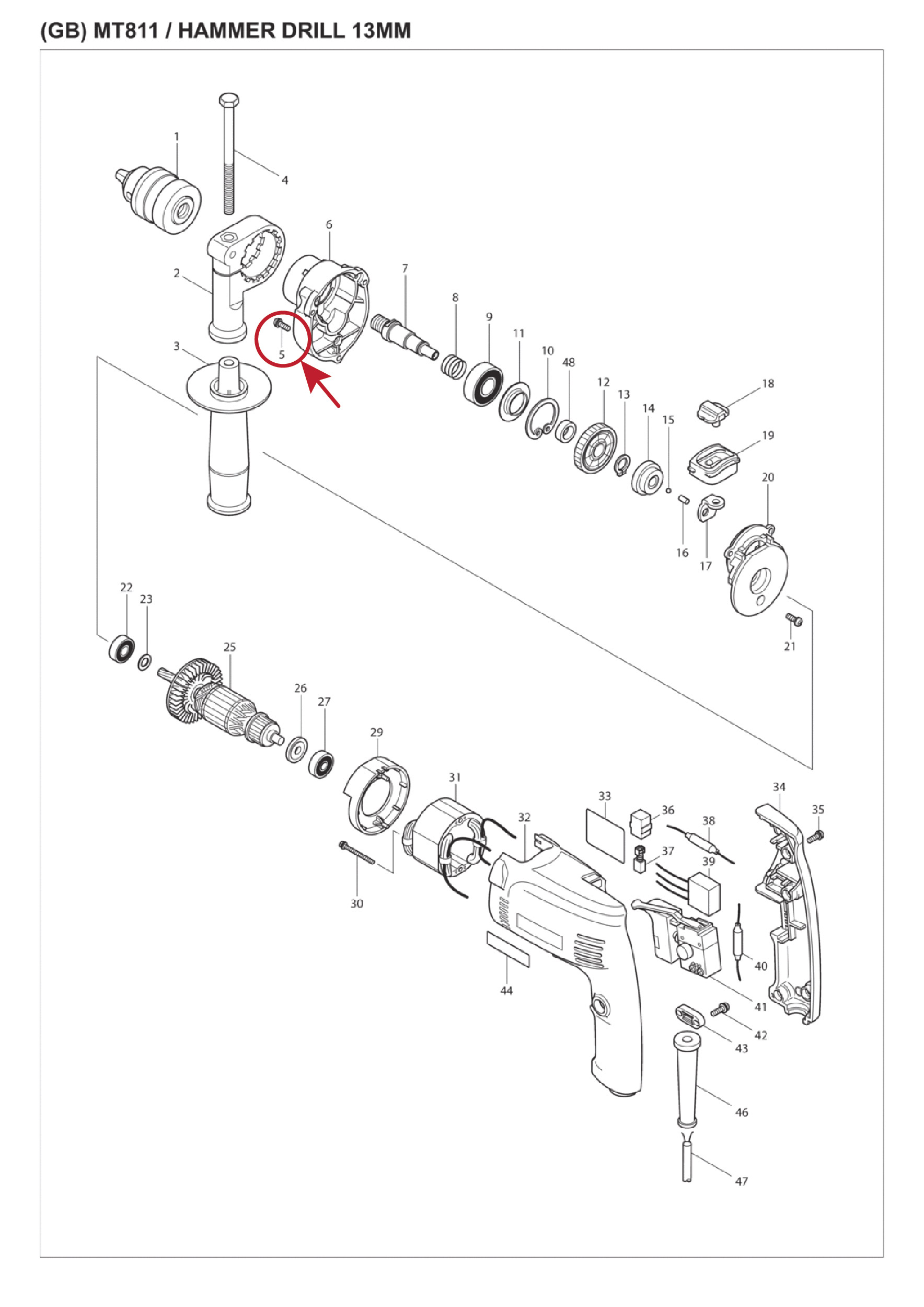 น็อต (แท้) (265099-4) Makita มากีต้า และ Maktec มาคเทค รุ่น ใช้ได้กับรุ่น M4101 #24, MT360 #24, M4101XB #24, MT811 #5, 9558, 9553, 9554, M9204B #34, 9557, MT951 #43, MT921 #1 (265099-4) (อะไหล่แท้100%) สกรู M4X14
