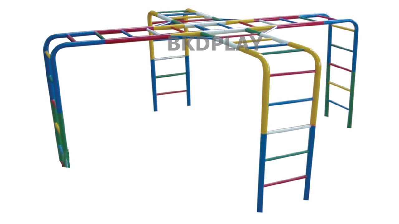 เครื่องเล่นสนามกลางแจ้ง เครื่องเล่นสนามเหล็ก ชุดบาร์ไต่4ทางและปีนป่าย Outdoor Playground, ราคาโรงงาน สินค้าสั่งผลิต 10-20 วัน