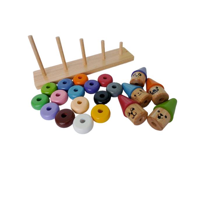 ตัวตลกใส่หมวกสวมหลัก12สี15ชิ้น โดนัทใส่หลัก ของเล่นเสริมพัฒนาการเด็ก ฝึกกล้ามเนื้อมัดเล็ก สมาธิ พร้อมส่ง