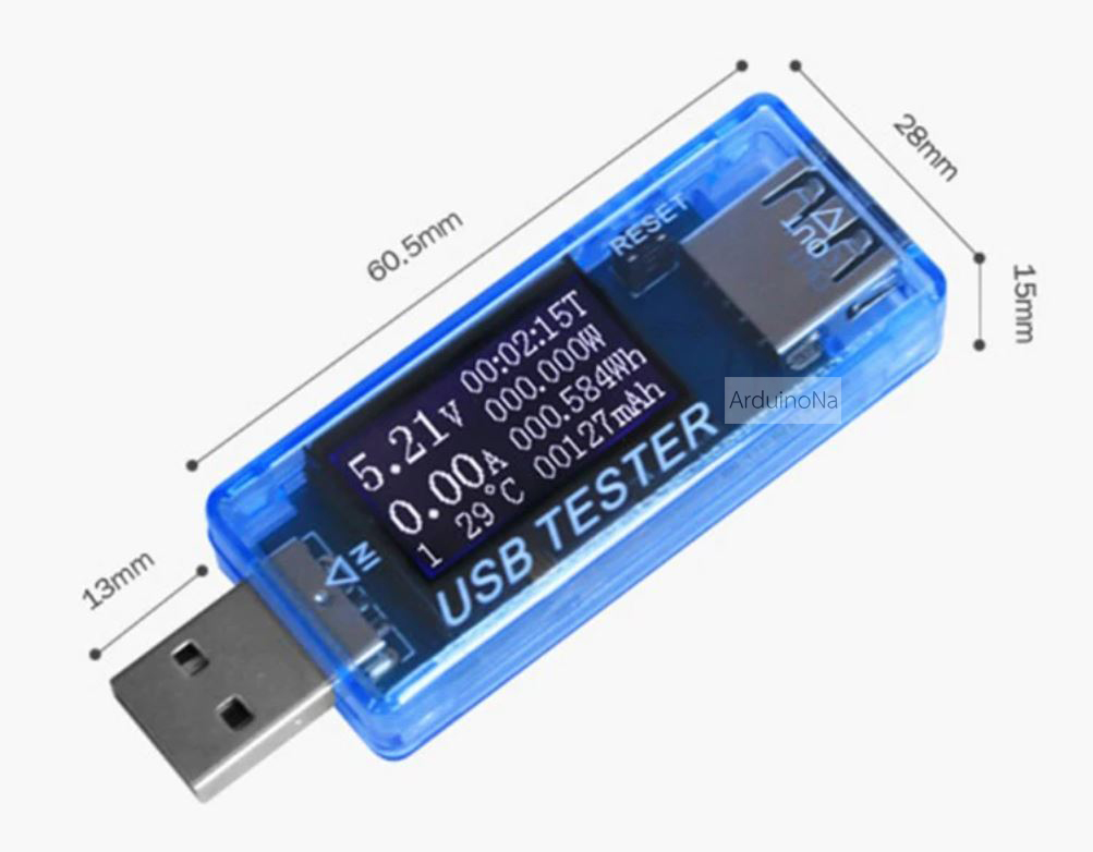 8 in 1 USB Multi Tester ตัวทดสอบ USB วัดแรงดัน วัดกระแส วัดกำลังไฟฟ้า และวัดความจุ