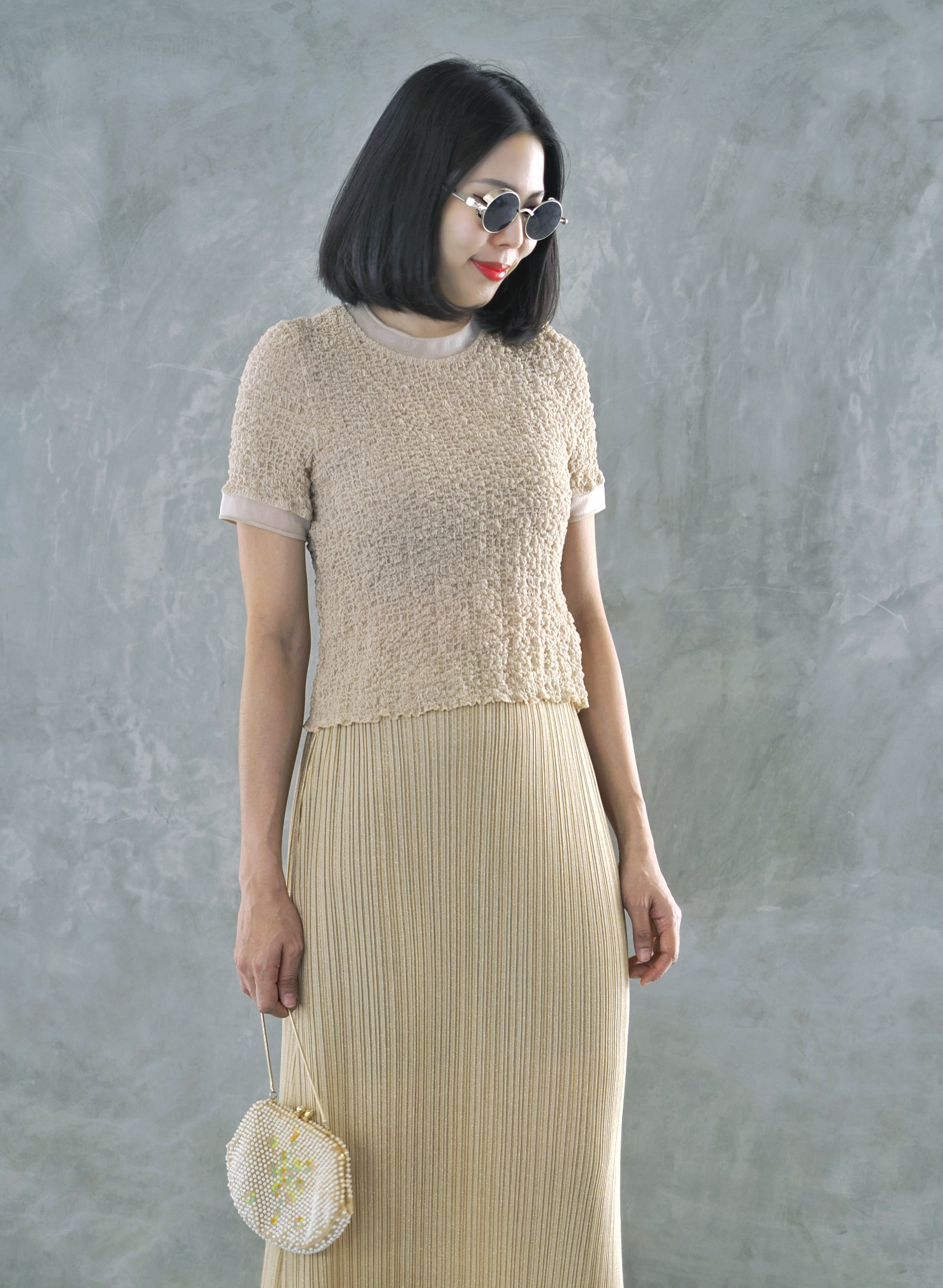 ปรับราคาลง20%!! 2MUAY รุ่น GJO1448 เสื้อพลีทคุณภาพ SMOCK PLEATED TOP 6 สี FREE SIZE