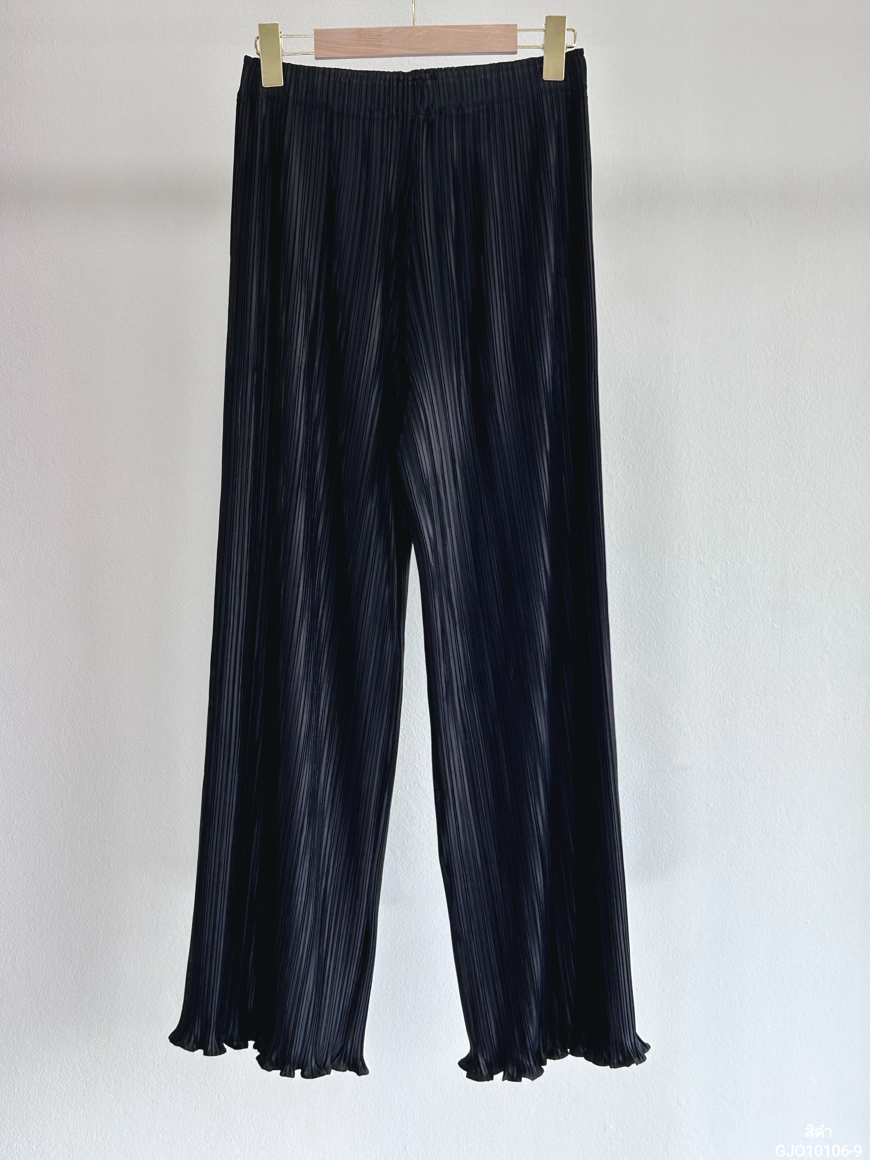ปรับราคาลง20%!! ยาว 38.5นิ้ว! 2MUAY รุ่น GJO10106-9 กางเกงพลีทคุณภาพ STRAIGHT LEG METALLIC PLEATED PANTS 4สี FREE SIZE