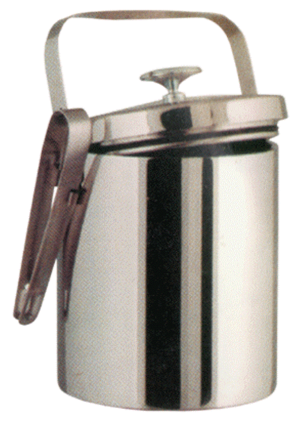 ถังน้ำแข็งสแตนเลส 2 ชั้นสีเงา ความจุ 1.9 ลิตร พร้อมที่คีบ (Double walls ice bucket S/S with ice tong)