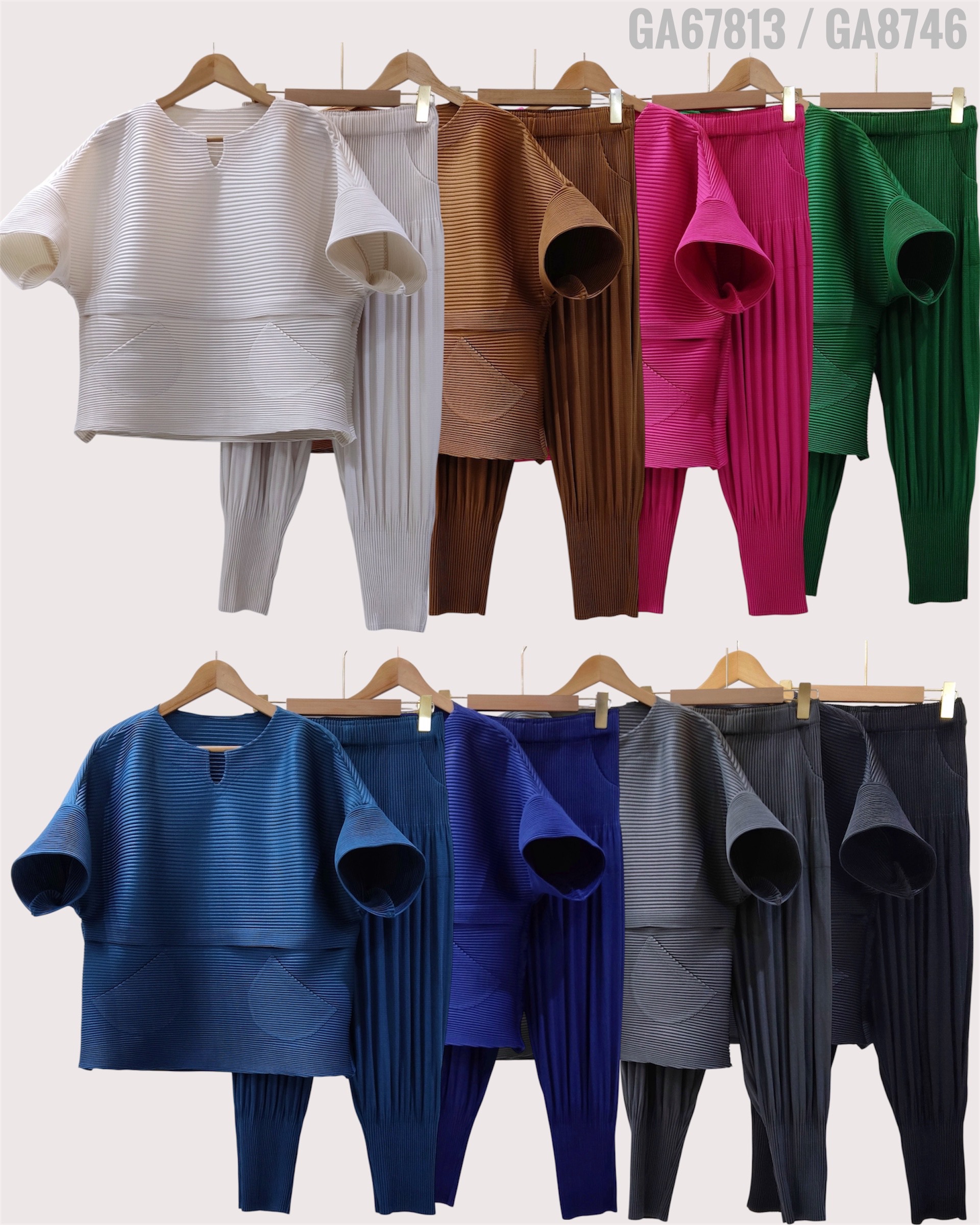 2MUAY รุ่น GA67813 / GA8746 THICK HORIZONTAL PLEATED SET 8 สี FREE SIZE