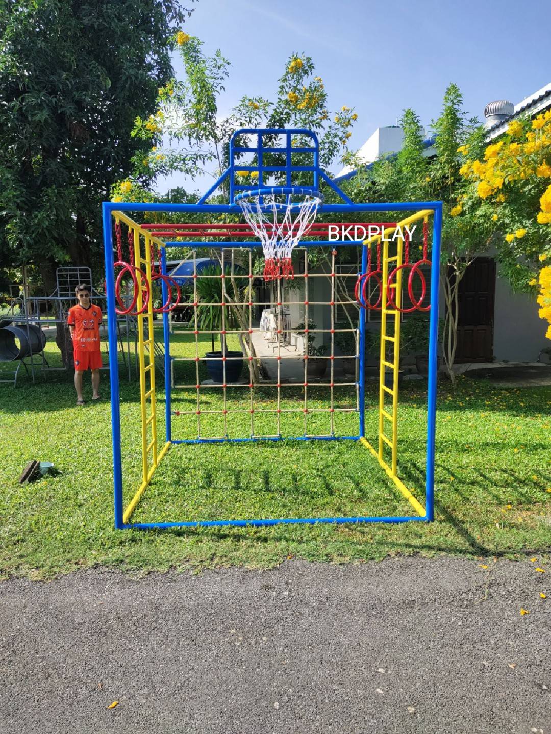 ลูกเต๋าปีนป่าย ชุดรวมปีนป่ายสี่เหลี่ยมA2 ปีนป่ายเชือก พร้อมบาร์โหน บาร์ไต่ ชิงช้า เครื่องเล่นสนามเหล็ก เครื่องเล่นสนามกลางแจ้ง OutdoorPlayground