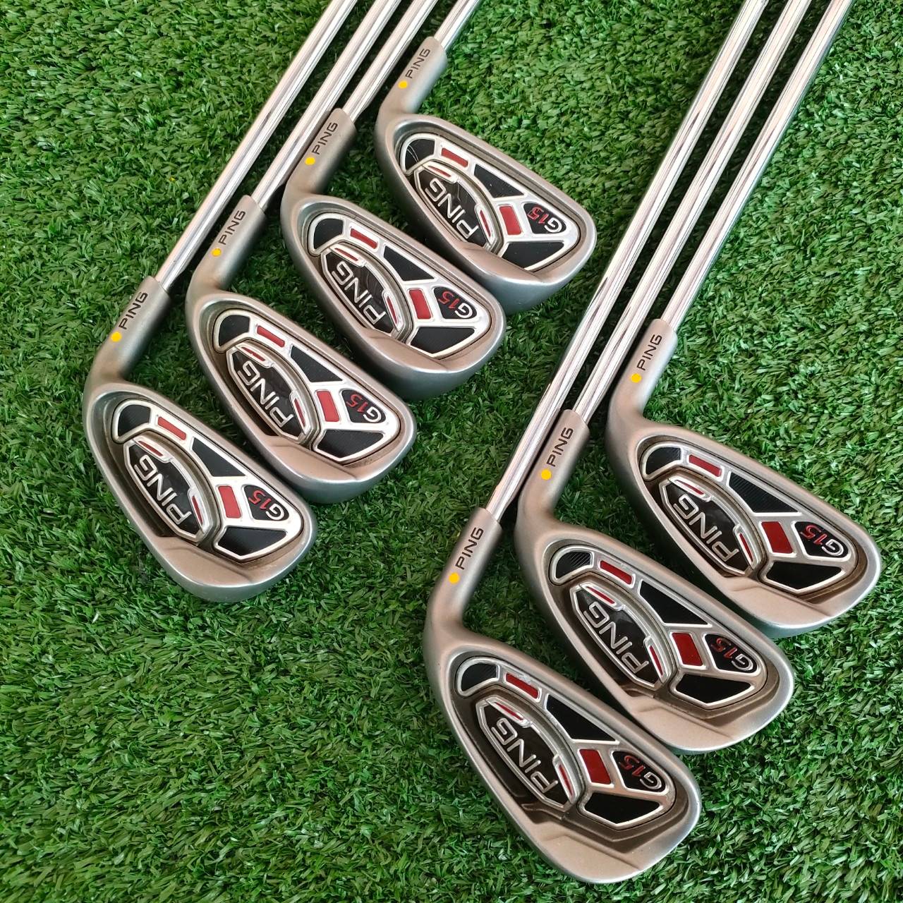 ชุดเหล็ก PING G15 จุดเหลือง มีเหล็ก 4-9 เเละ W ก้าน PING AWT FLEX R สภาพสวยเดิมๆ สุดยอดวัสดุ ก้านพรีเมี่ยมเฉพาะ PING