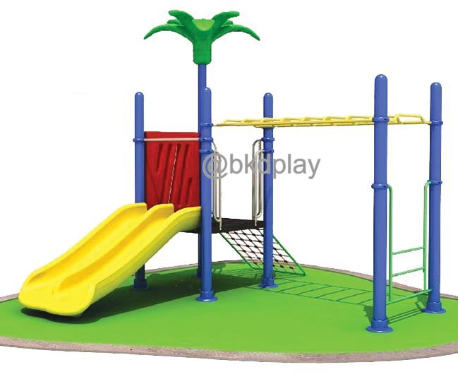 เครื่องเล่นสนามกลางแจ้ง ชุดเครื่องเล่นเด็ก BB-13 มี 1 รางสไลเดอร์ ราง มีปีนป่ายเชือก และบาร์โหน 1 ชุด,ครุภัณฑ์สนามเด็กเล่น,งบสพฐ,outdoor Playground,ผลิตในไทย