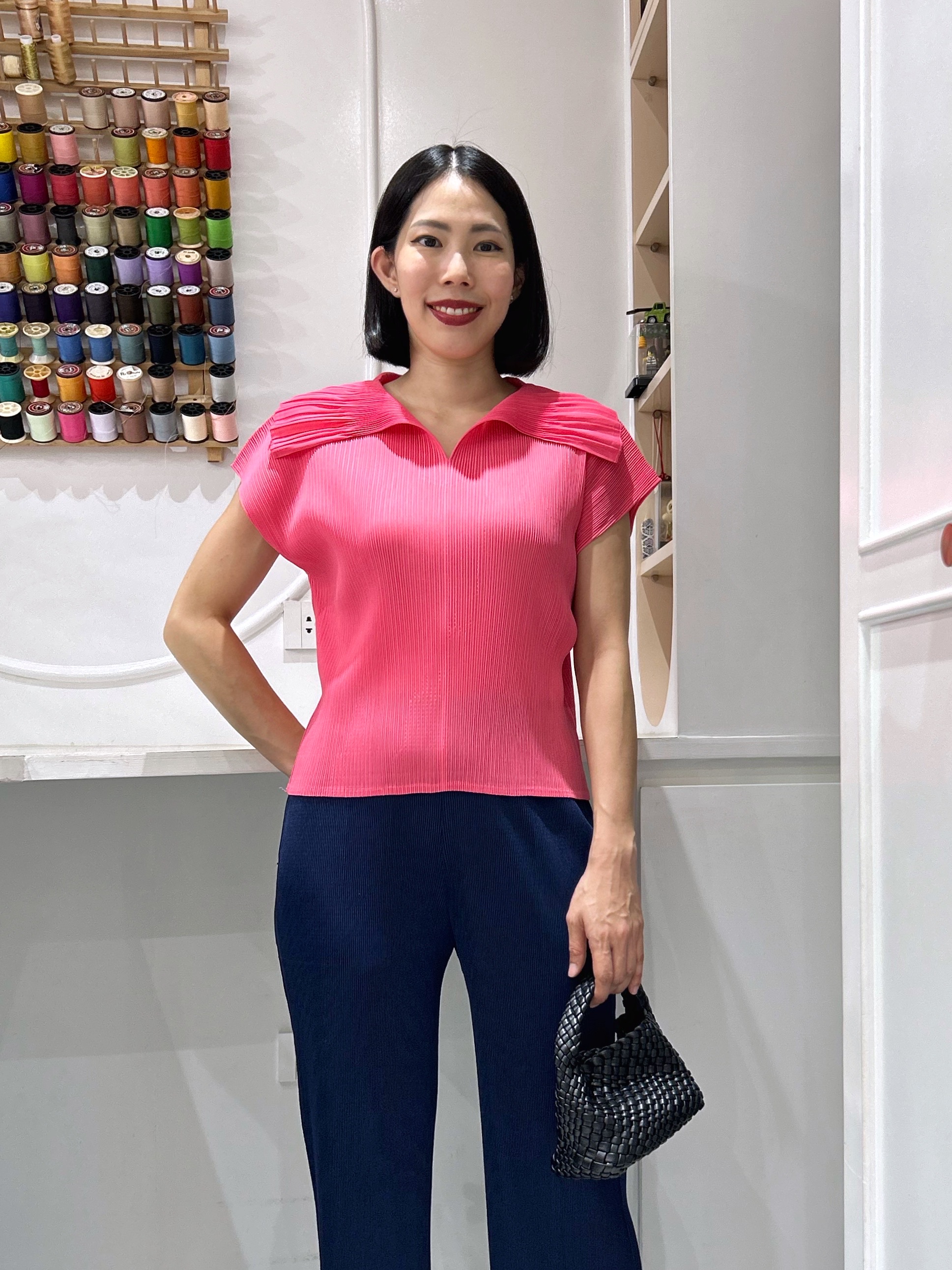 2MUAY รุ่น GJO11379 เสื้ออัดพลีท GLAM COLLAR PLEATED TOP 12 สี FREE SIZE