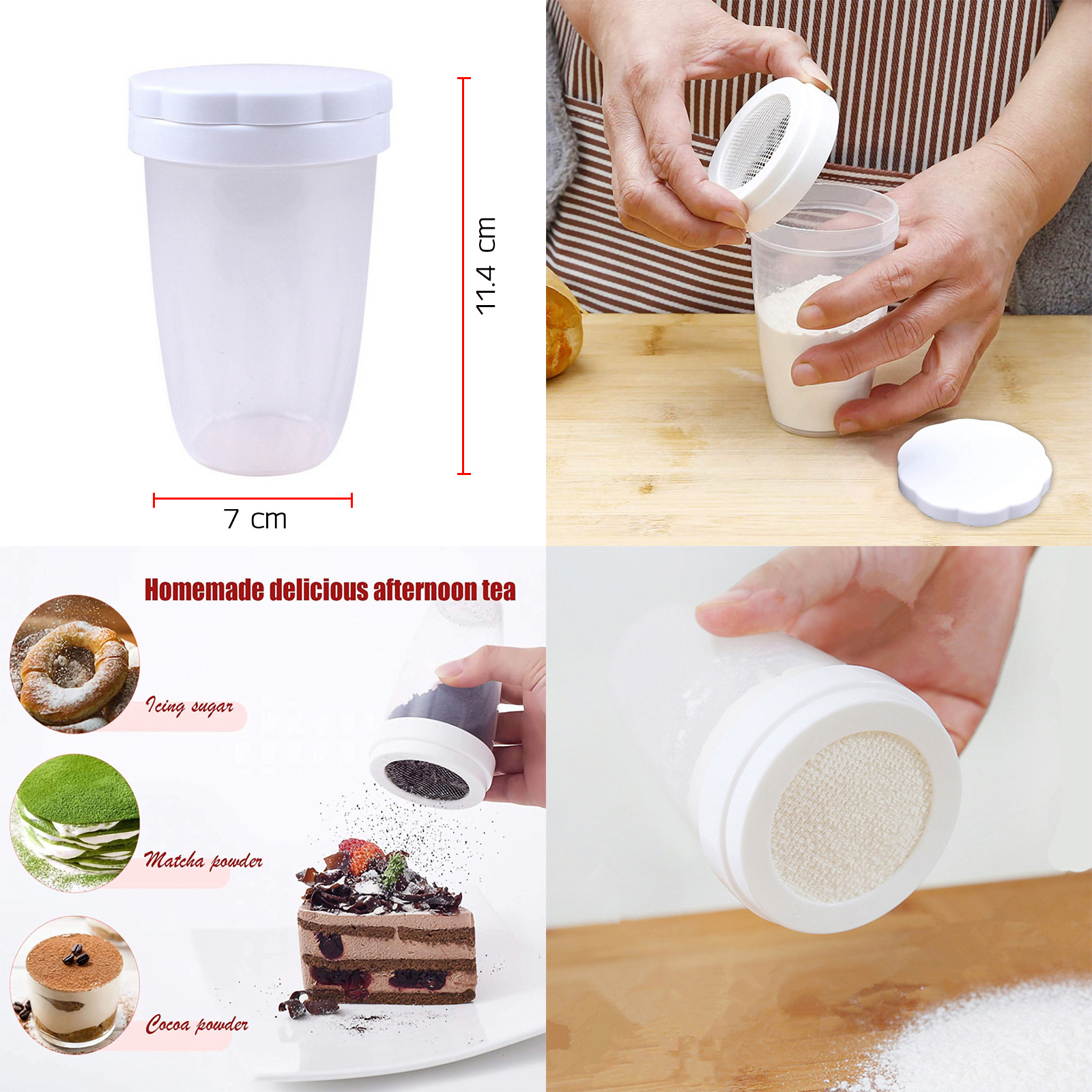 กระปุกโรยแป้ง / กระบอกร่อนสแตนเลส โรยผงโกโก้ แต่งหน้าลาเต้ เค้ก โรยนวนแป้งขนมปัง น้ำหนักเบา ราคาถูก