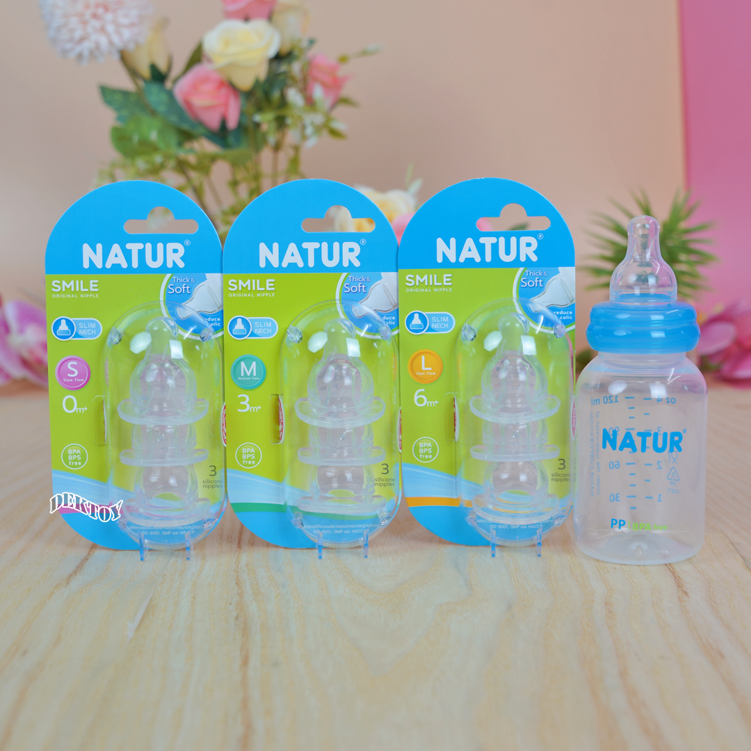 Natur เนเจอร์ จุกนมเนเจอร์ สไมล์ ออริจินัล โดม แพ็ค3ชิ้น