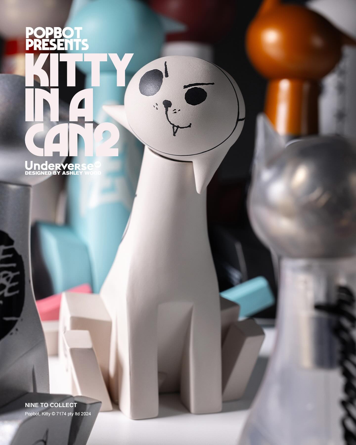 [สั่งจอง]Underverse UV202309 ：Popbot Kitty In A Can！10Cm (กล่องสุ่มเซต9ตัว)