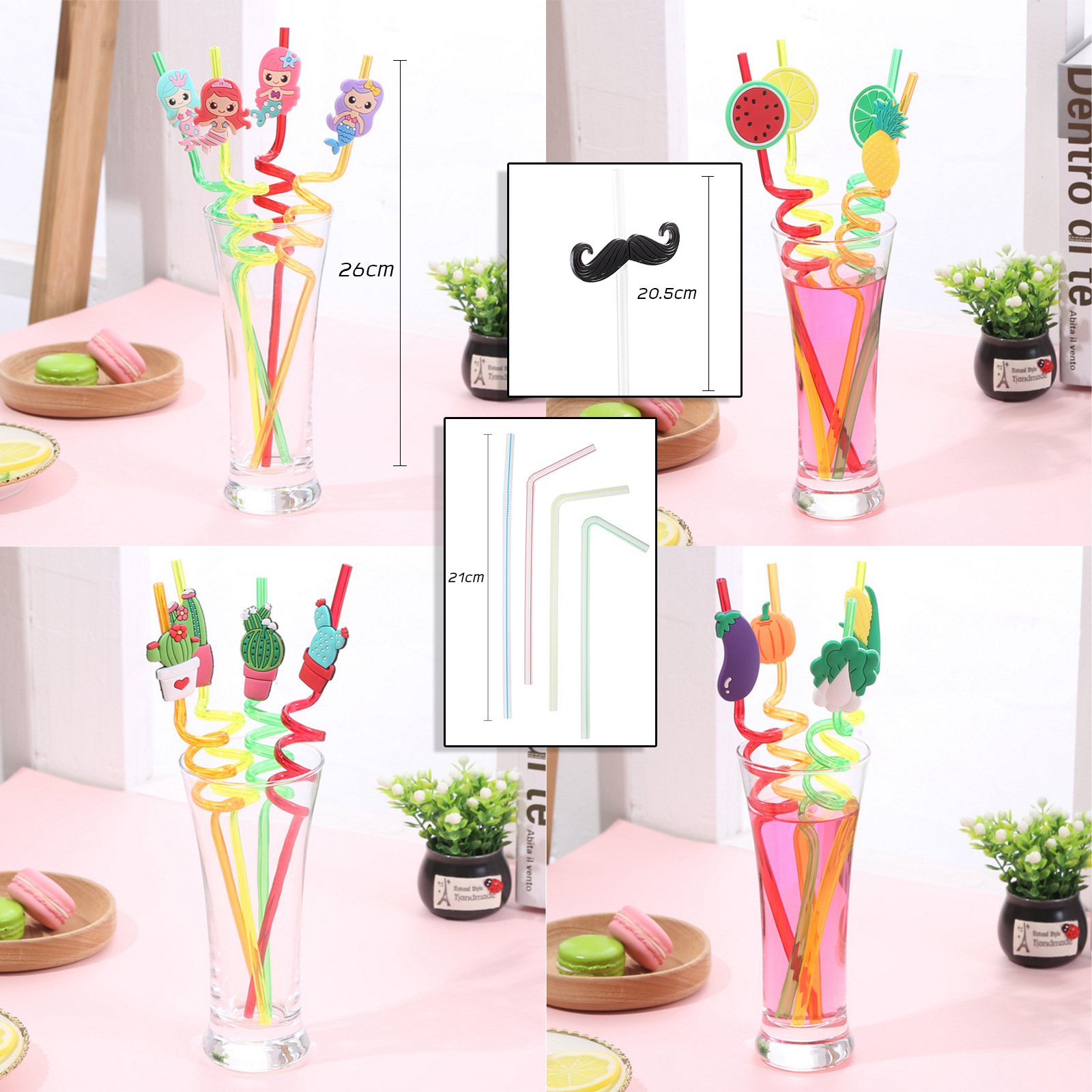 🔥Sale ลดราคา🔥 หลอดพลาสติก แฟนซี 4pc / หัวงอ 50-100pc / หนวด 6pc สีสันสวยงาม คุณภาพดี ราคาประหยัด