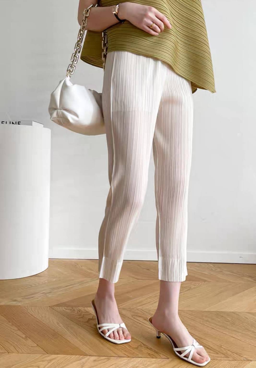 ยาว 34นิ้ว!! 2MUAY BASIC รุ่น GJO6896 SLIM FIT PLEATED PANTS กางเกงผู้หญิง กางเกงอัดพลีท 14สี FREE SIZE