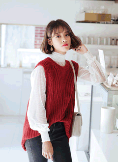 [dahong] Waffle Knit Vest
