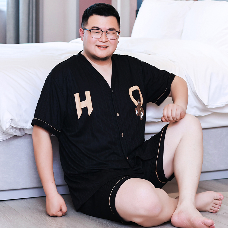 ชุดนอนผู้ชายอ้วน แขน-ขาสั้น ลาย H O