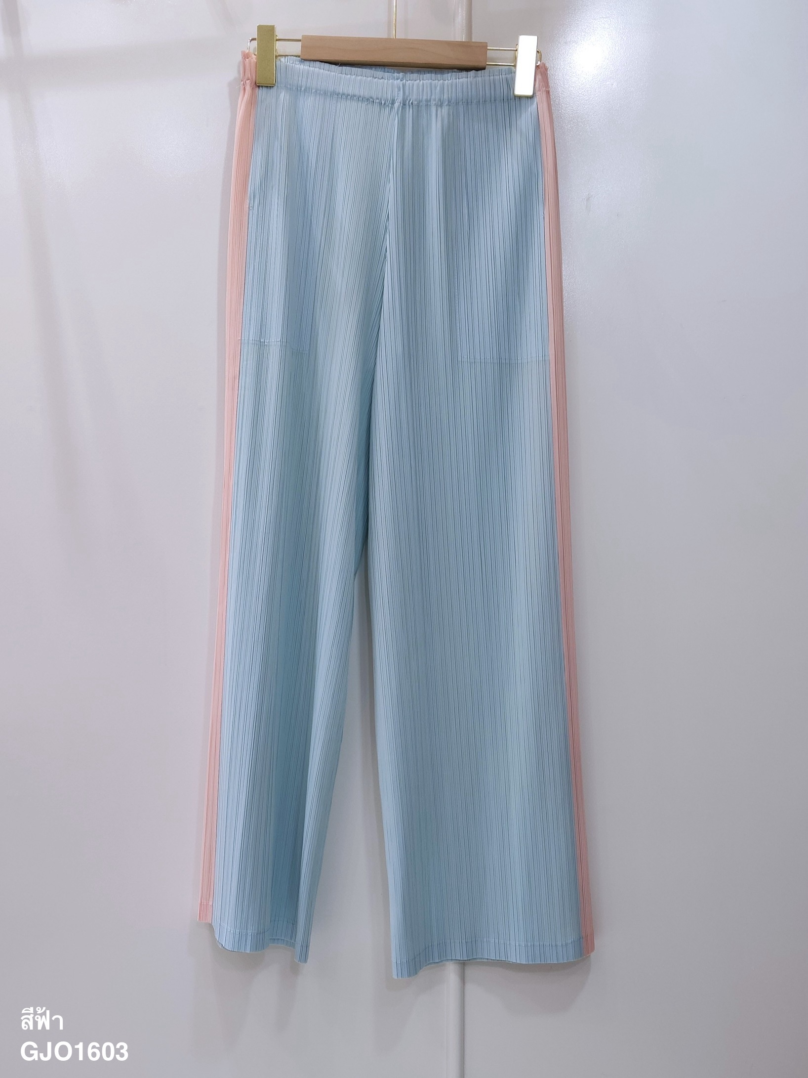 ปรับราคาลง20%!! ยาว 37.5นิ้ว 2MUAY รุ่น GJO1603 กางเกงพลีทคุณภาพ SIDE STRIPED TWO TONE PLEATED PANTS 6 สี FREE SIZE