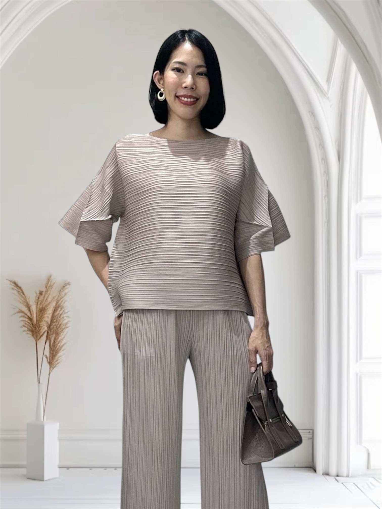 2MUAY รุ่น GJO9319-9 เสื้อพลีทคุณภาพ FLARE SLEEVE PLEATED TOP 7 สี FREE SIZE