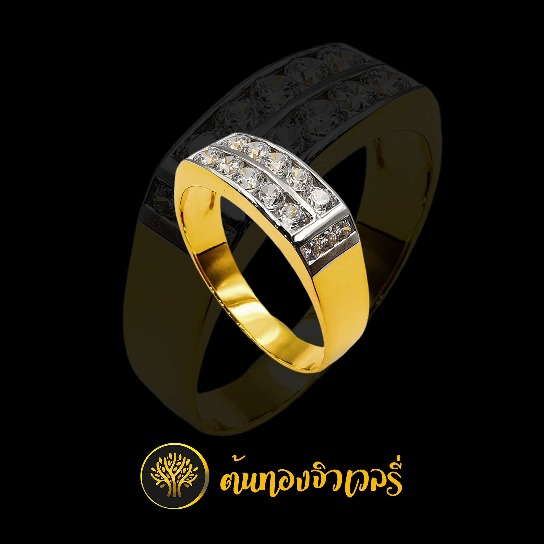 แหวนทอง หน้าแหวนฝังเพชร2แถว งามๆเนียนๆครับ