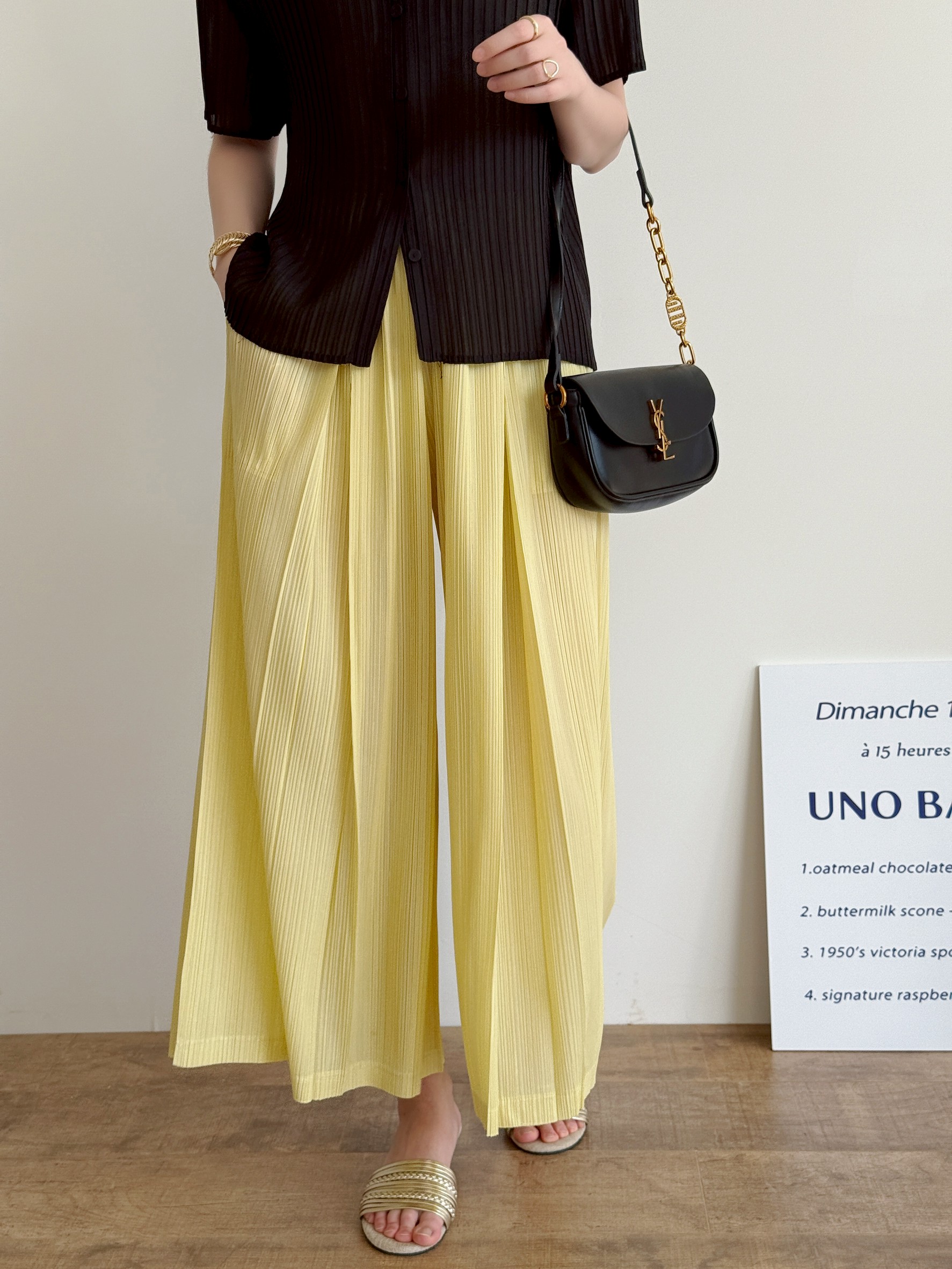 ยาว36นิ้ว! 2MUAY รุ่น GJO10237 กางเกงพลีทคุณภาพ FLOWY WIDE LEG PLEATED PANT 9 สี FREE SIZE