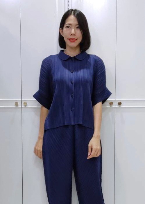 2MUAY รุ่น GJO3697 เสื้อผู้หญิง เสื้อพลีทคุณภาพ 12 สี FREE SIZE EVERYDAY COLLAR BUTTON FRONT PLEATED TOP