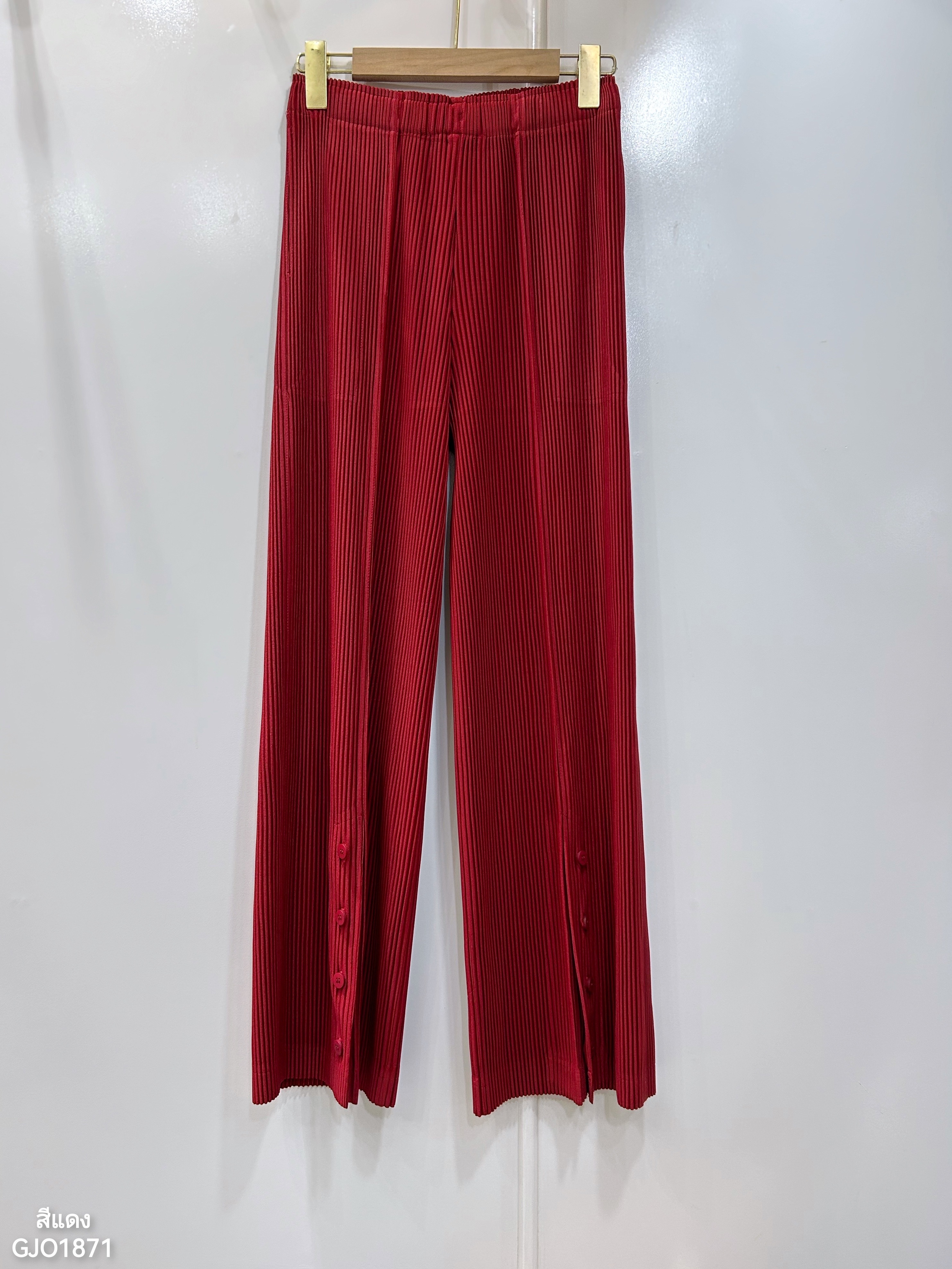 ยาว 38.5 นิ้ว 2MUAY รุ่น GJO1871 กางเกงพลีทคุณภาพ THICK STRAIGHT LEG SPIT FRONT PLEATED PANTS 10สี FREE SIZE