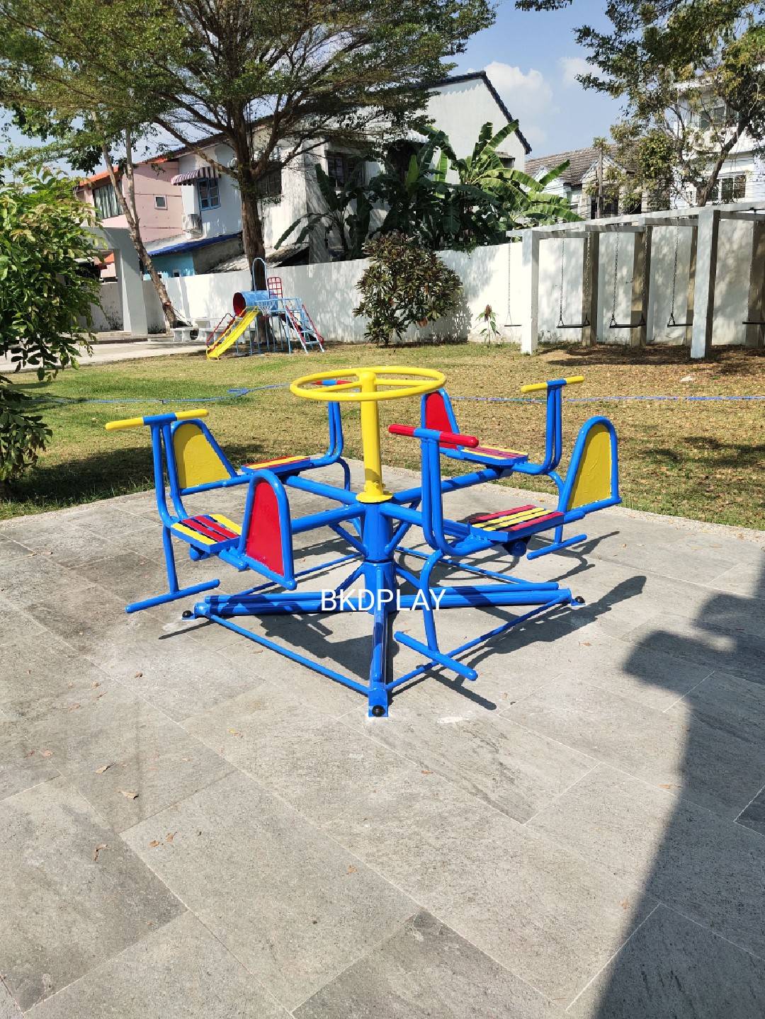 เครื่องเล่นสนาม กลางแจ้ง เหล็ก,ม้าหมุน เครื่องบินหมุน 4 ที่ Outdoor Playground, ราคาโรงงาน สินค้าสั่งผลิต 10-20 วัน
