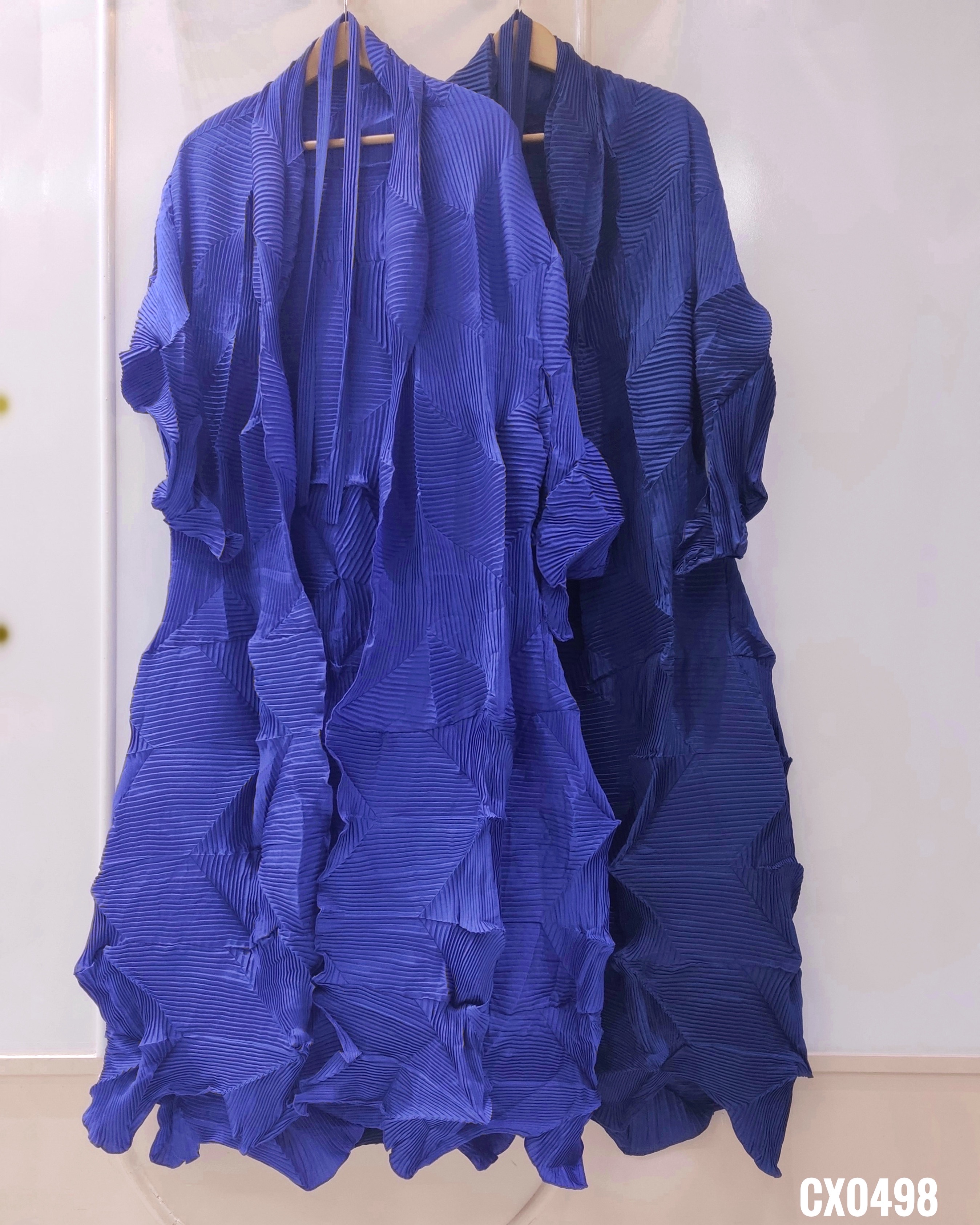 2MUAY รุ่น CX0498 ผ้า Matte เสื้อคลุมอัดพลีท OPEN FRONT ZIGZAG PLEATED LONG CARDIGAN 2 สี FREE SIZE