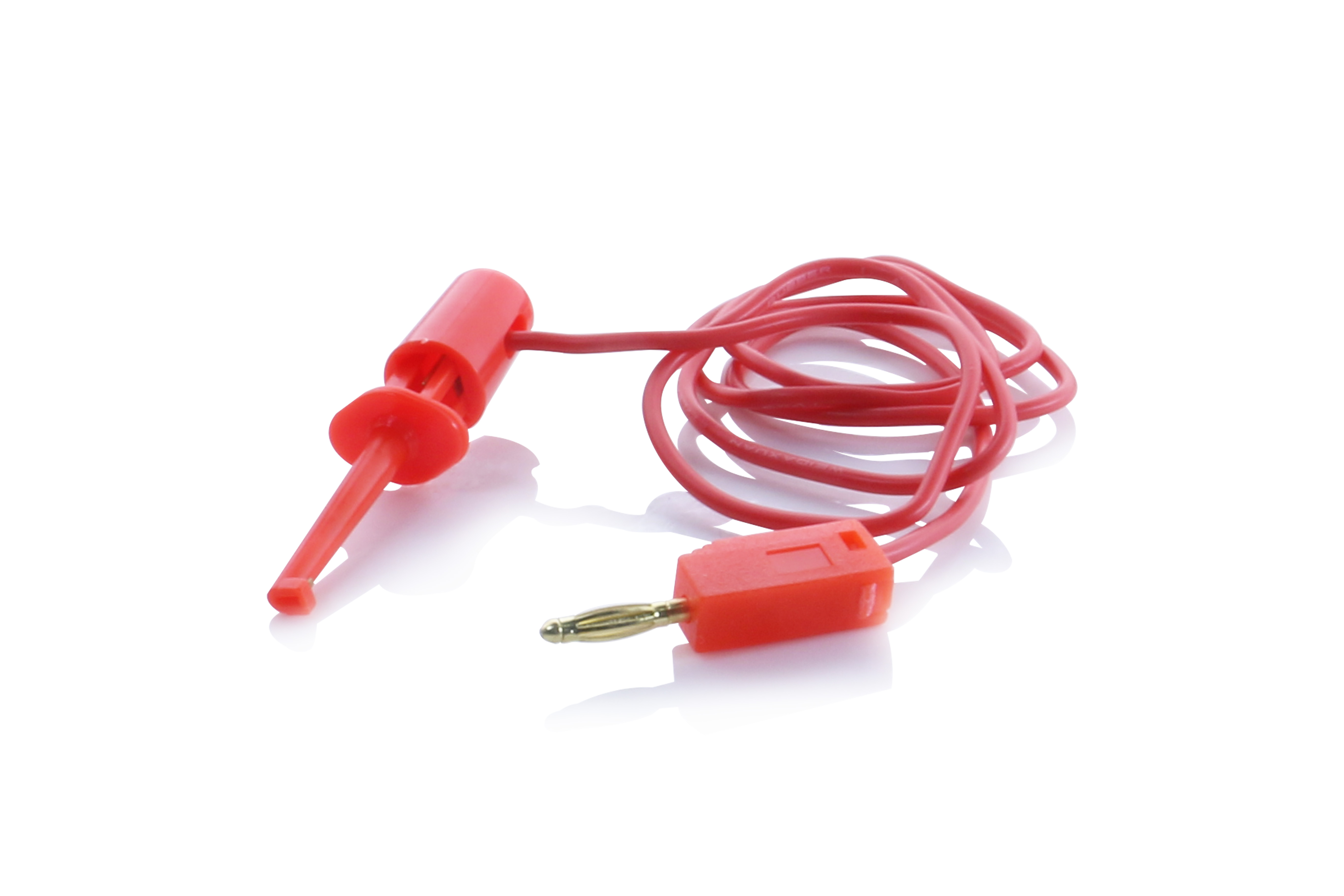 Banana jack 2mm to hook clip สีแดง ( Red color ) 50cm