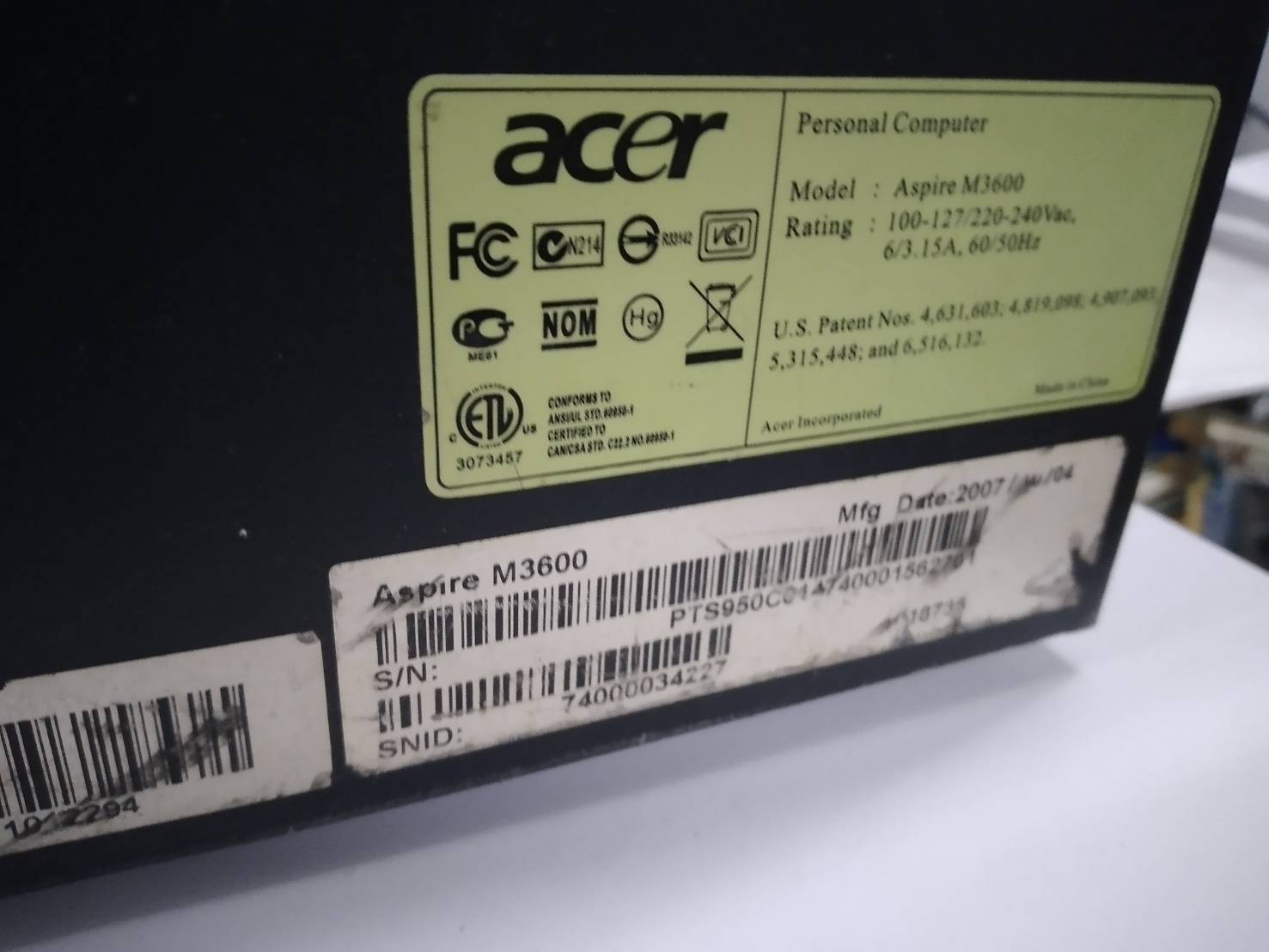 Acer Aspire M3600