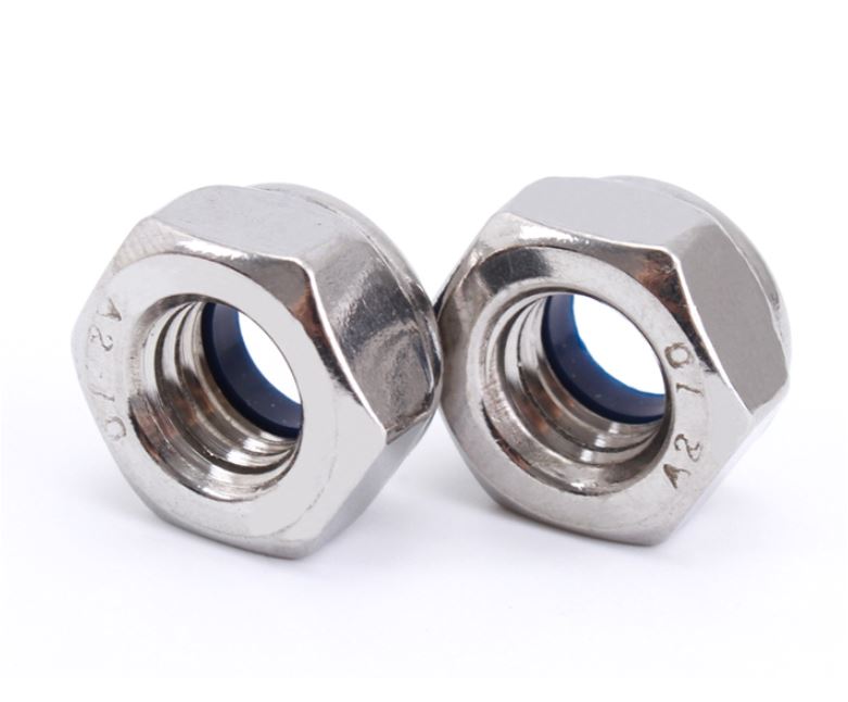 [ 10 ชิ้น ] น็อตล็อค ตัวเมีย Stainless steel nut with nylon self-locking M2-M4 1 ชุดมี 10 ชิ้น