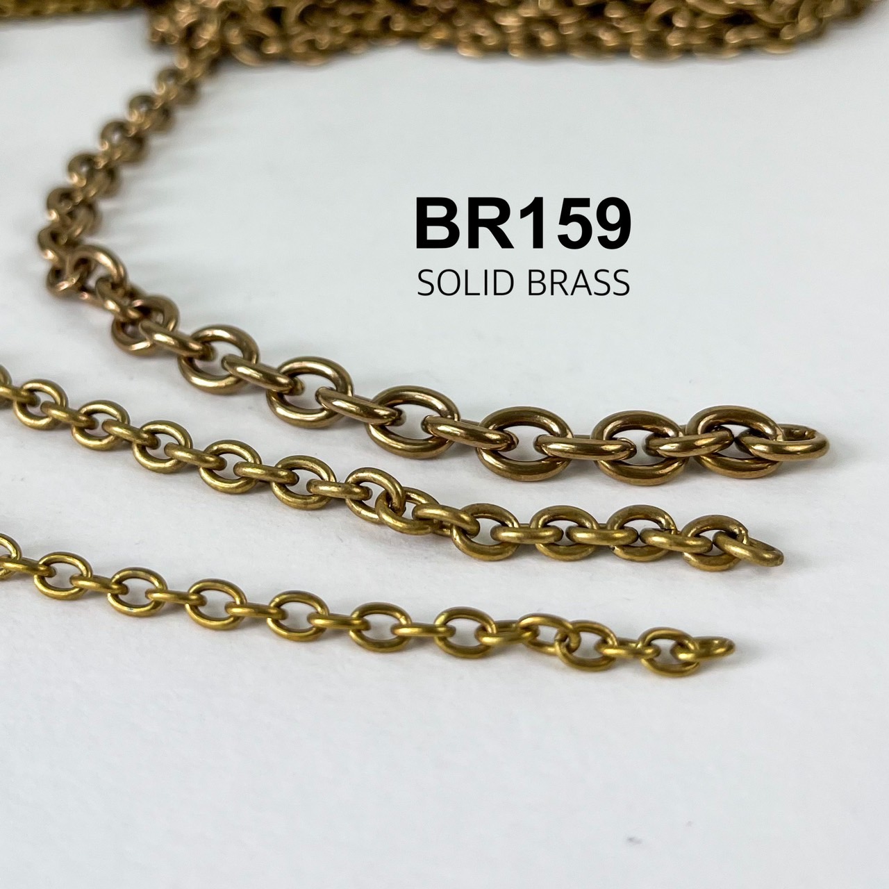 BR159 โซ่ทองเหลืองแท้ ทรงรี **ราคาต่อเมตร**