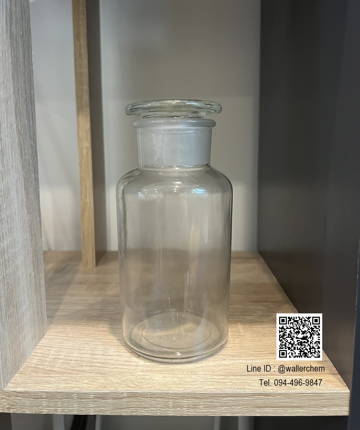 ขวดแก้วใส่สารละลาย (สีใส) จุกเเก้ว (Reagent Bottle) 500ml