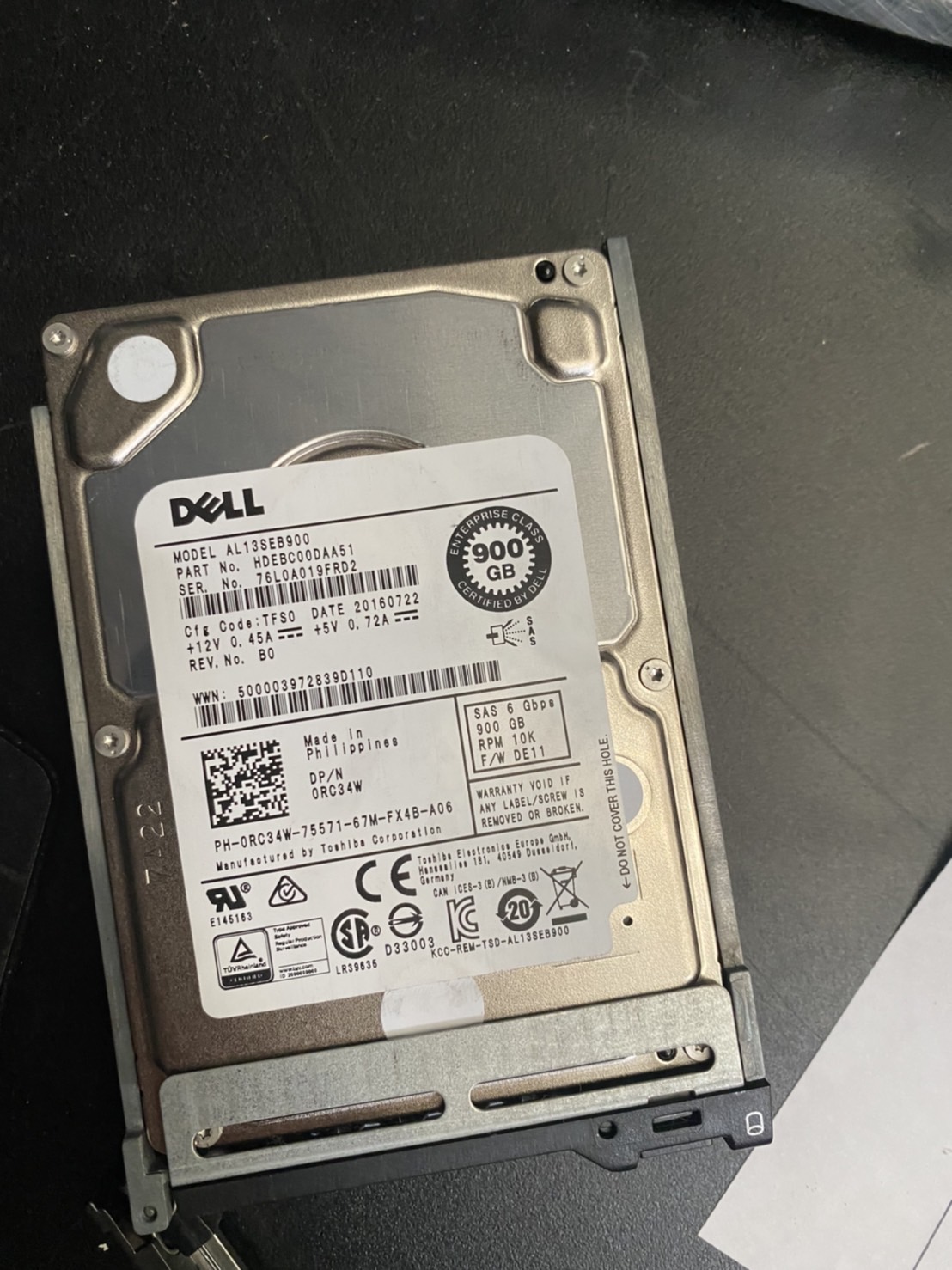 Harddisk Dell 900 SAS 2.5 10K