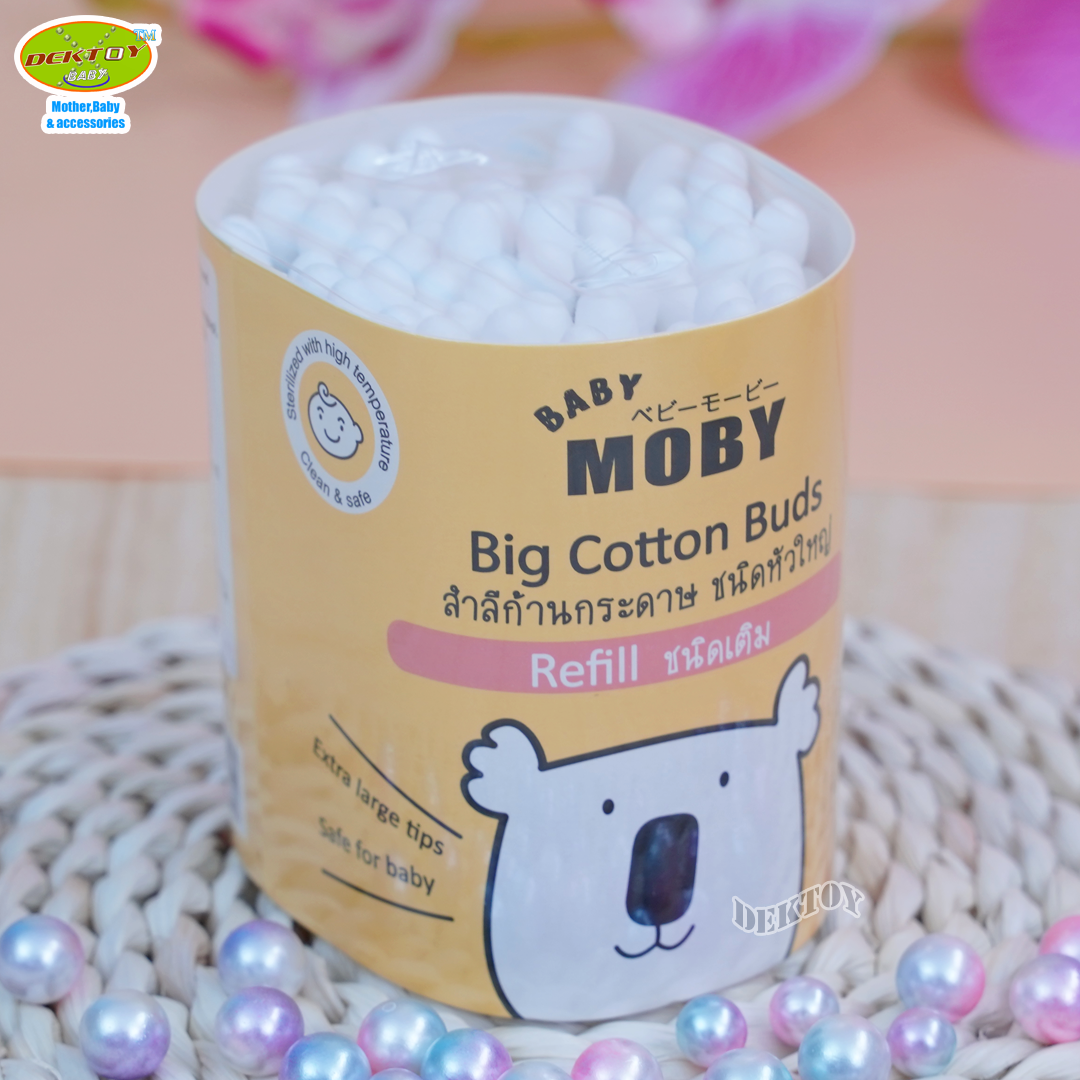 Baby moby เบบี้โมบี้ สำลีก้าน คอตตอนบัตก้านกระดาษหัวใหญ่ ชนิดเติม 100 ก้าน