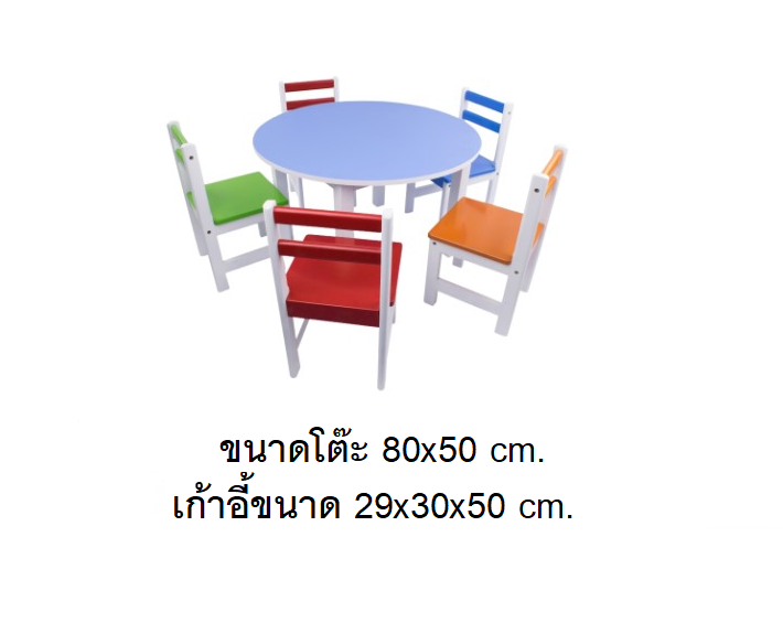 ชุดโต๊ะไม้กลม พร้อมเก้าอี้ไม้ 5 ตัว โต๊ะไม้ทำกิจกรรมกลุ่ม โต๊ะเขียนหนังสือเด็ก โต๊ะพร้อมเก้าอี้เด็กพร้อมส่ง สำหรับเด็ก อนุบาล โรงเรียน เนอสเซอรี่ ศูนย์พัฒนาเด็กเล็ก
