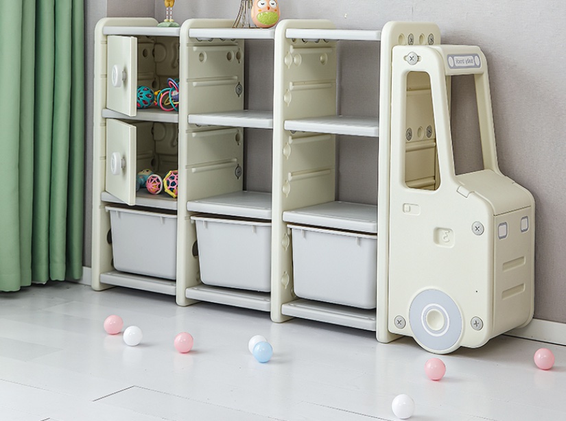 ชั้นวางของรถเด็ก 13ช่อง ชั้นเก็บของเด็ก,เฟอร์นิเจอร์เด็ก รถบัส พร้อมส่ง คิดค่าส่งตามจริง