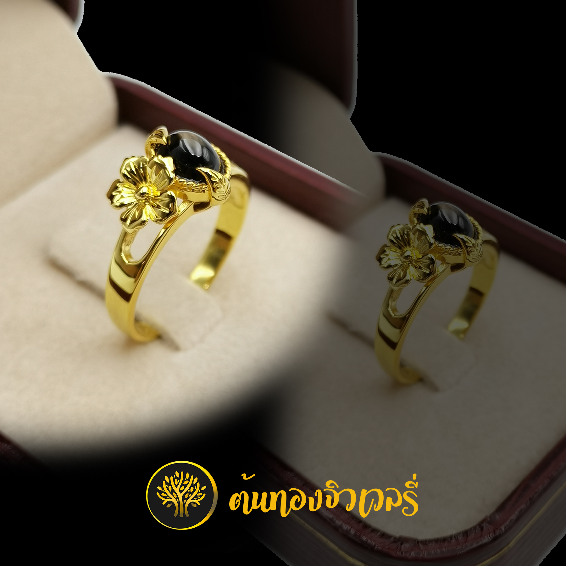 แหวนพลอยนิล ข้างดอกไม้ ทรงสวย รายละเอียดเนียนกริ๊บมากกกก