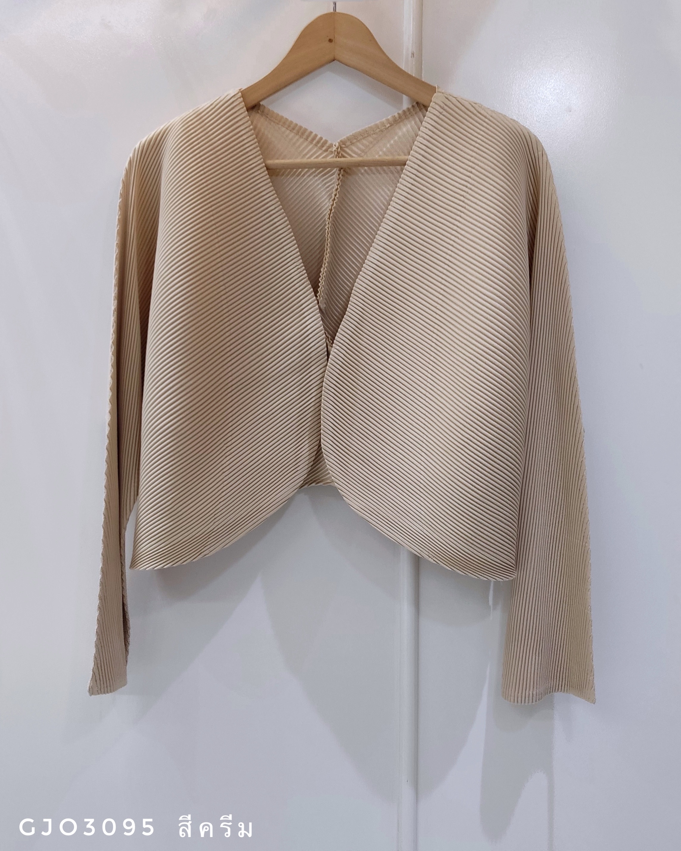2MUAY รุ่น GJO3095 เสื้อคลุมผู้หญิง เสื้อคลุมพลีทคุณภาพ 6สี FREE SIZE LONG SLEEVE OPEN FRONT THICK PLEAT CARDIGAN