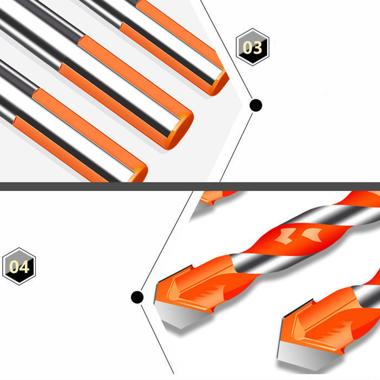 ดอกสว่าน หัวเพชร-ส้ม/หัวใบโพธิ์-ดำ หัวสว่าน แข็งแรง ทนทาน มีหลายขนาด หัว 5-12mm