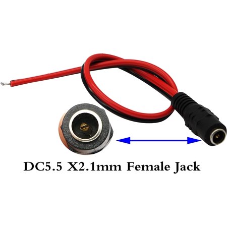 DC jack ตัวเมียพร้อมสายยาว 25cm DC power socket 5.5*2.1MM (female DC jack) with wires 25cm