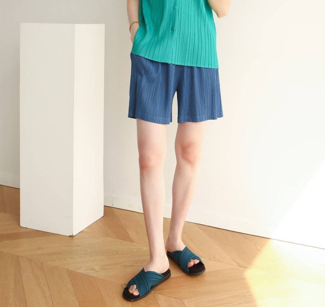 2MUAY BASIC รุ่น GJO7718 กางเกงอัดพลีทงานคุณภาพ BASIC SHORT PLEATED PANTS 12สี FREE SIZE