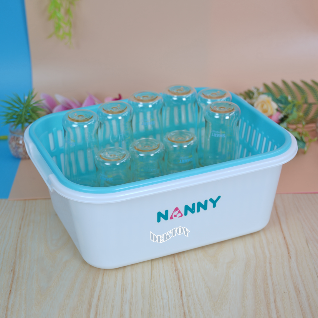 NANNY แนนนี่ ที่คว่ำขวดนมมีฝาปิดแนนนี่ N216 สีขาว ฟ้า