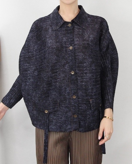 2MUAY รุ่น CX0441 เสื้ออัดพลีท JEAN PRINTED COLLAR BUTTON PLEATED TOP 3 สี FREE SIZE