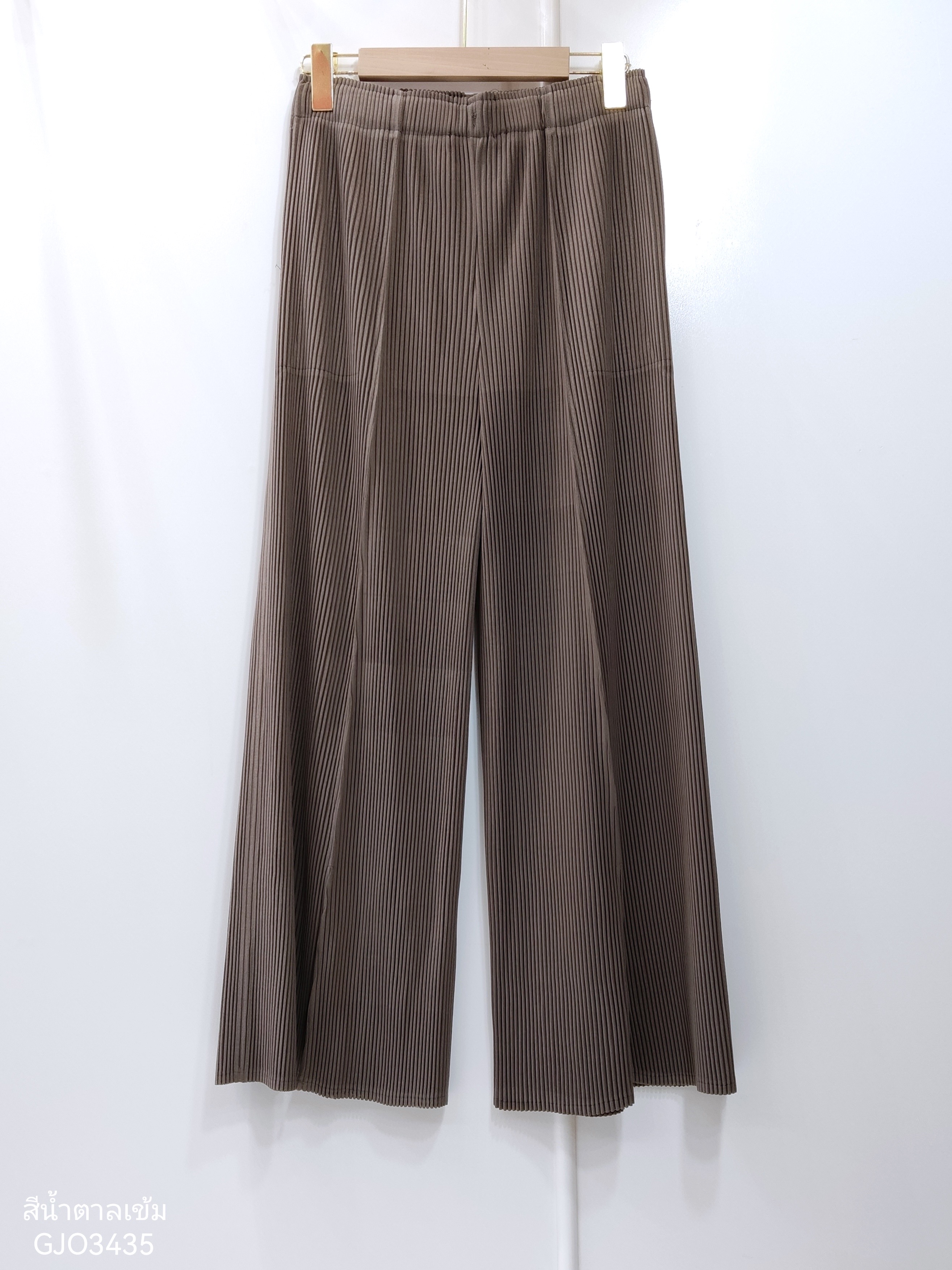 ยาว 37 นิ้ว 2MUAY รุ่น GJO3435 กางเกงพลีทคุณภาพ THICK WIDE LEG SPLIT FRONT PLEATED PANTS 10 สี FREE SIZE