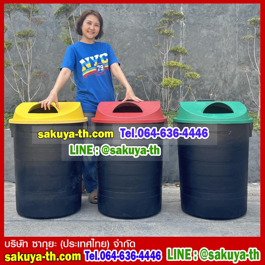ถังขยะเทศบาล พฤกษา ตัวถังสีดำ มีล้อลาก 120 ลิตร
