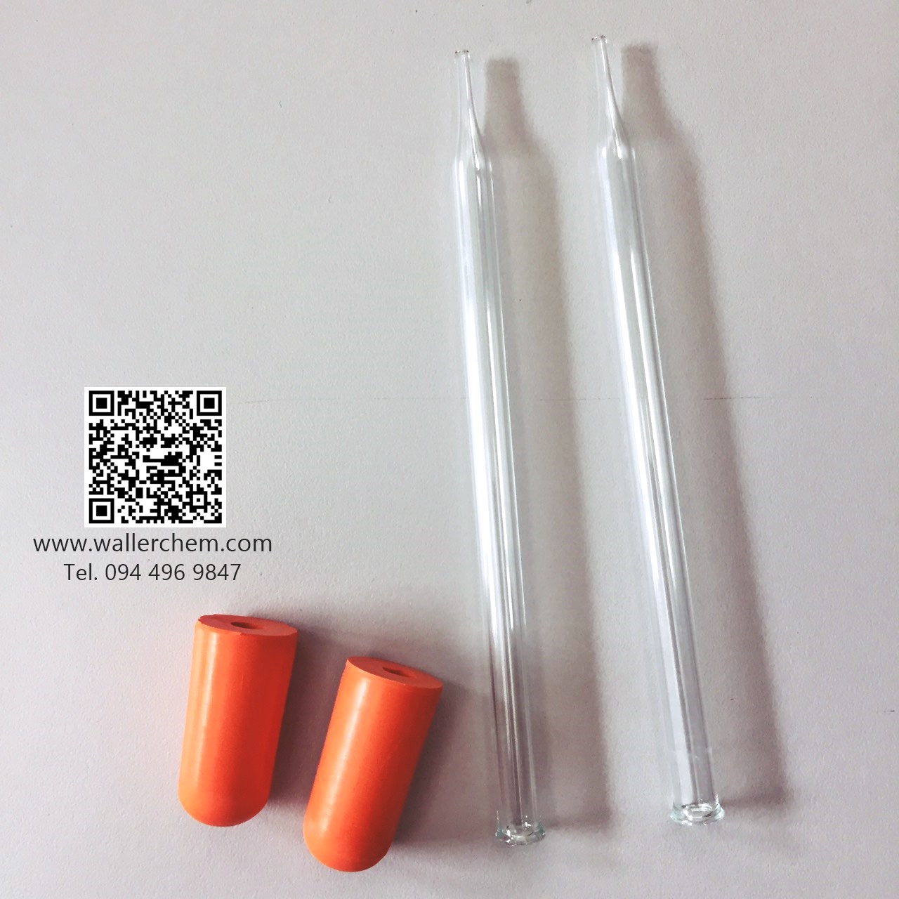 หลอดหยดสาร (dropper) ยาว 12cm พร้อมลูกยางสีส้ม