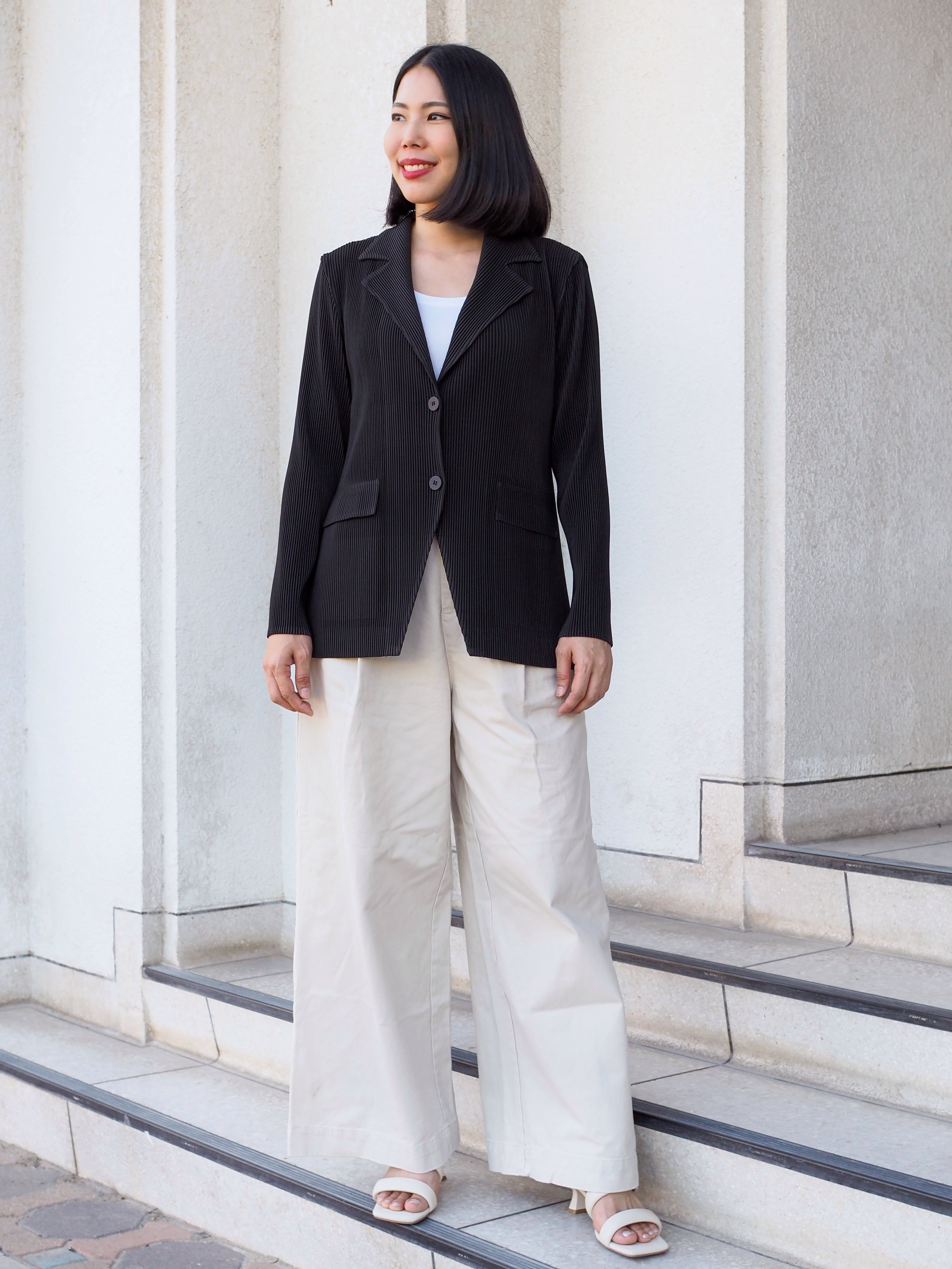 เพิ่มสีใหม่!! 2MUAY รุ่น GJO5131-9 เสื้อคลุมพลีทคุณภาพ THICK V NECK LONG SLEEVE PLEATED CARDIGAN 10 สี FREE SIZE