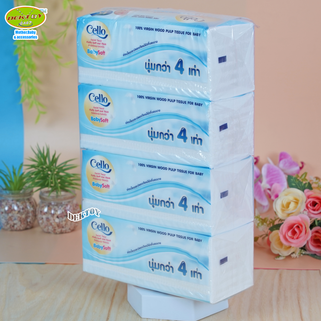 Cello เซลโล่ babysoft กระดาษชำระ ทิชชู่หนา4ชั้น 130 แผ่น 4 ห่อ