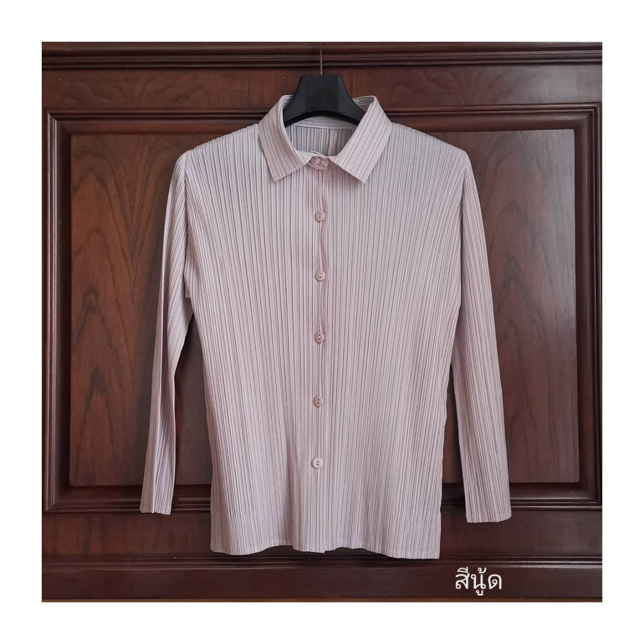 2MUAY รุ่น GJO7807 COLLAR PLEATED TOP เสื้ออัดพลีทงานคุณภาพ 2สี FREE SIZE